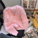 Women's Luxe Faux Fur Cardigan – Soft Acrylic-Nylon Blend V-Neck Open Front Sweater With Flowy Fringe, Oversized Fit For Fall/Winter_ecoleips.com