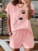 Women’s 2 Piece Outfit Set – Oversized Graphic T-Shirt And Biker Shorts Matching Set, Casual Summer Lounge Tracksuit For Daily Wear-328_ecoleips.com