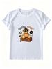Women Summer Crew Neck Short Sleeve T-Shirt, Vintage Street Travel Bear Vinyl Record Suitcase Graphic Casual White Loose Streetwear Tee Top_ecoleips.com