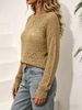 Khaki Boat Neck Hollow Pit Rib Knit Sweater, Loose Lightweight Breathable Micro Hole Soft Skin-touch Long Sleeve Pullover_ecoleips.com