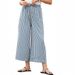 Women's Blue And White Striped Wide Leg Pants Casual Loose Cropped Style With Pockets Spring/Summer New Fashion_ecoleips.com