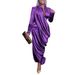 Women's Clothing Sexy Deep V Pleated Slim Fit Long Sleeve Dress_ecoleips.com