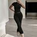Women's Solid Color Slim Fit Pant Set Casual Sportswear Short Sleeved Drawstring Trousers European American Style Independent Amazon Store Foreign Trade_ecoleips.com
