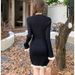K V-neck Waist-cinching Sweater Dress For Women; New High-end Style With Lace Frills;_ecoleips.com