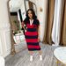 BN368 Women's Fashion Collared Color Block Slim Fit Dress European American Style Spring Summer New Arrival Slit Dress_ecoleips.com