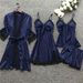Silky-Touch 4-Piece Sleep Set – Padded Chemise, Robe & Adjustable Straps (S-XXXXL)_ecoleips.com