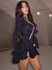 Blifanbo Flare Sleeve Ruffle Sexy V Neck Mini Dress Women Robe Irregular Single-breasted High Waist Slim A-line Club Dress_ecoleips.com