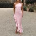 Women's Clothing Fashion Sexy Oblique Shoulder Sleeveless Hip Skirt Backless High Slit Hot Girl Slim Dress_ecoleips.com