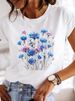European And American Cross-border Foreign Trade Women's Floral Butterfly Round-neck Printed Short-sleeve T-shirt Top_ecoleips.com