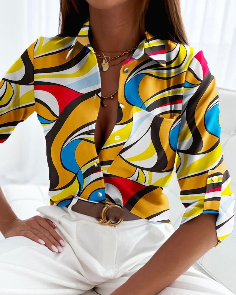 Women's Clothing Women's Long Sleeved Shirts Printed Spring Autumn Style Top Blouse Long Sleeve For Formal & Casual For Women_ecoleips.com