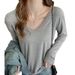 Women's Premium Modal Long Sleeve T-Shirt V-Neck Slimming Loose Fit Base Layer Top For Autumn Winter Wear_ecoleips.com
