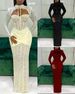 Women's Clothing New Half High Collar Lace Up Hollow Low Cut Sexy Hip Wrapped Long Sleeved Dress Evening Dress_ecoleips.com