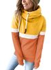 2025 New Women's Autumn Winter Solid Color Patchwork Casual High Neck Hooded Sweatshirt For Women_ecoleips.com