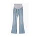 Premium Maternity Stretch Jeans – Extended Length For Tall Moms (Soft Cotton Blend, Dual Belly Support)_ecoleips.com
