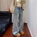 Glitter Star Embroidered Wide-Leg Jeans For Women – High Waist Straight Denim Pants With Rhinestone Details, Winter Edition (Regular & Fleece-Lined)_ecoleips.com