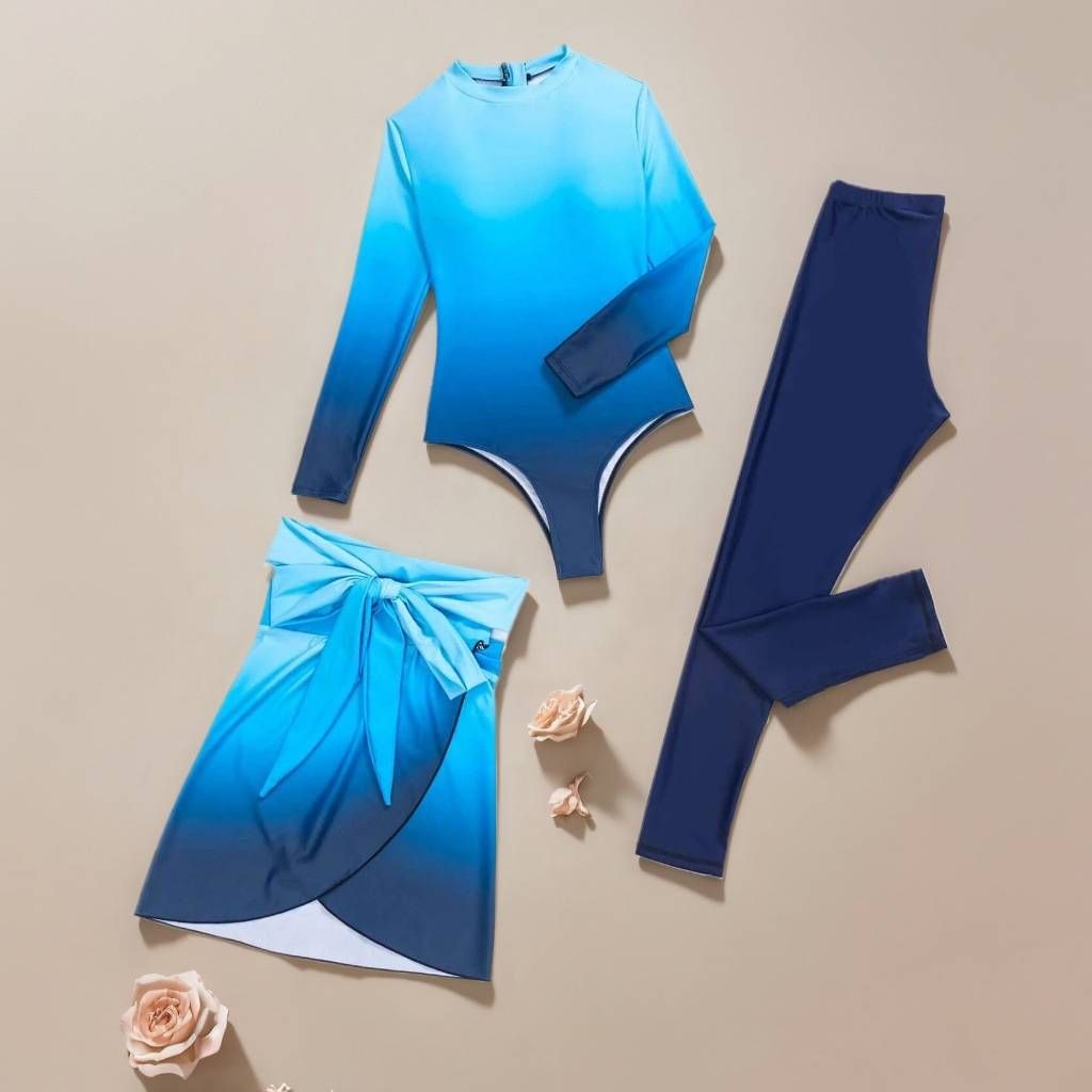 Conservative Muslim Women's One-Piece Swimsuit Diving Suit High Collar Long Sleeve 2025 Trendy Slimming Ensemble Set_ecoleips.com