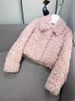 Women's Faux Shearling Jacket – Winter Short Puffer Coat With Fur Collar (White/Mauve, S/M/L)_ecoleips.com