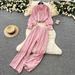 Elegant Vintage Lace Trimmed Lantern Sleeve Blouse + High-Waisted Wide-Leg Pants Set - Romantic & Office Chic_ecoleips.com
