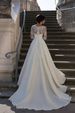 Women's V Neck Long Sleeved Wedding Dress Simple Train Slim Fit Spring New Style Brides Clothing_ecoleips.com