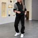 Women's Fleece-Lined Color Block Hoodie And Jogger Pants Set, Casual Loungewear Two Piece Outfit For Fall Winter_ecoleips.com