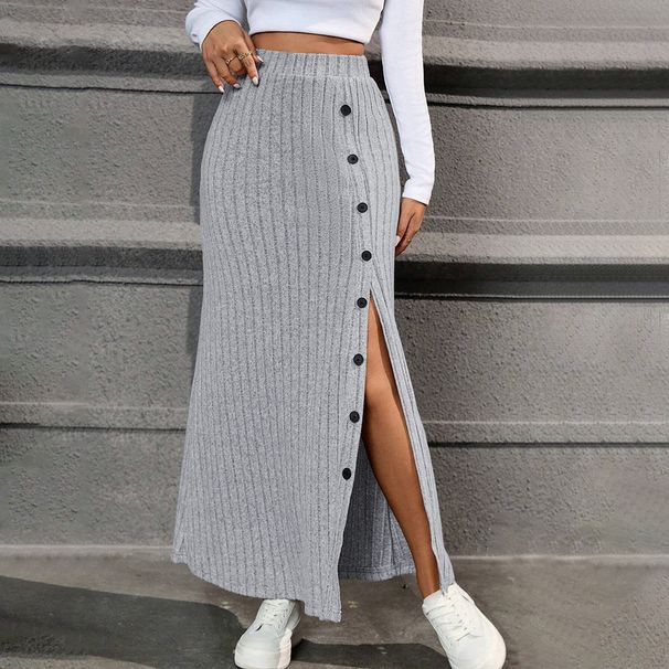 Voya Women's Sexy And Simple Commuting Skirt, Spring And Summer New Versatile High Waisted Slit Hanging Long Skirt_ecoleips.com