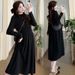 Autumn New Korean Fashion Half High Neck Knitted Maternity Dress_ecoleips.com