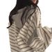 Korean Style Women's Cotton Sweatshirt V-Neck Striped Hooded Pullover Fleece Lined Casual Thin for Spring Autumn Winter_ecoleips.com