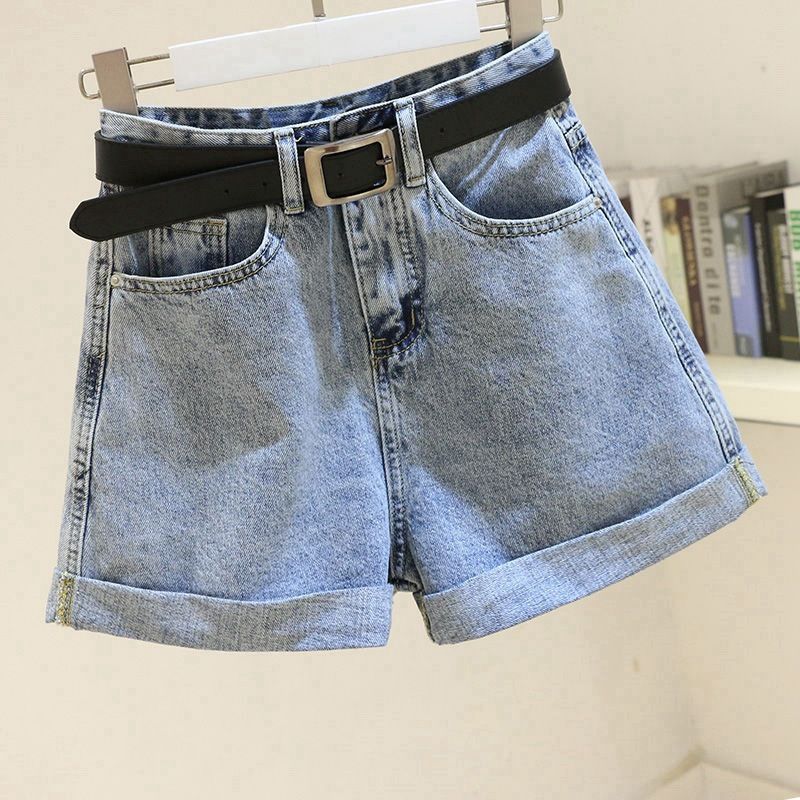 High Waisted Slimming Denim Shorts for Women Korean Style Rolled Hem Loose Wide Leg A-Line Hot Pants Trendy Summer Fashion_ecoleips.com