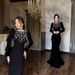 Women's Clothing New Black High Collar Hot Diamond Long Sleeve Feather Slimming Bandage Dress_ecoleips.com