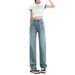 Women's Straight-leg Jeans, New Spring-summer Style, High-waisted, Slimming, Petite-friendly, Narrow Cut, Loose-fitting,_ecoleips.com