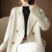 Women’s Wool Blend Trench Coat – Slim-Fit Double-Breasted Long Coat With Notched Lapel (Black, White, Gray, Camel, Avocado Green, Purple, S-XL)_ecoleips.com