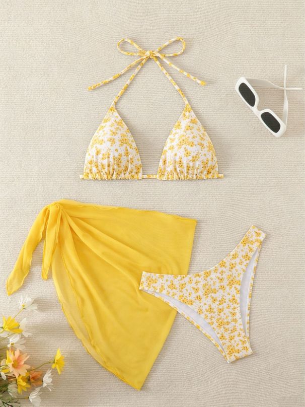 Women's Floral Two Piece Swimsuit Set Sexy Wire-Free Vacation Style Bikini New European American Quality Amazon Export_ecoleips.com