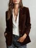 2026 European American Cross-border Autumn Women's Jacket, Elegant Brown Suede Coat With Pockets And Buttons_ecoleips.com