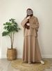 Verve 2025 New Muslim Women's Clothing Solid Color Knitted Loose Hooded Top Set_ecoleips.com