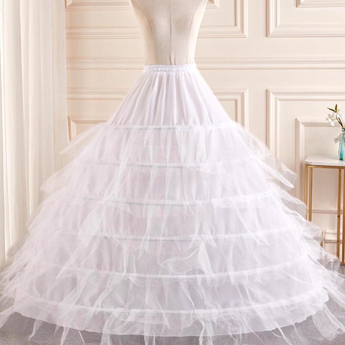 6-Hoop Steel-Boned Wedding Petticoat – Adjustable Crinoline For Bridal Gowns & Cosplay (White)_ecoleips.com