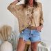 Cross-border European And American Spring/Summer V-neck Diamond Pattern Hollow Bat Sleeve Women's Knit Sweater_ecoleips.com