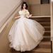 Women's Clothing One Shoulder Banquet Evening Dress Champagne Color High End Luxury Niche Adult Ceremony Graduation Host Dress_ecoleips.com