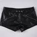 Women's Sexy Low-Waisted Slimming Leather Shorts Street Style With Metal Buckle Zipper New Summer Export_ecoleips.com