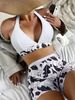 High-Waist Women's Bikini Set Swimwear Quick-Dry Adjustable Tied Solid Print Design Beach And Pool Swimsuits_ecoleips.com