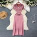 Women's Clothing Sexy dress for women new design color matching short sleeves Polo collar slim fit knitted hip skirt_ecoleips.com