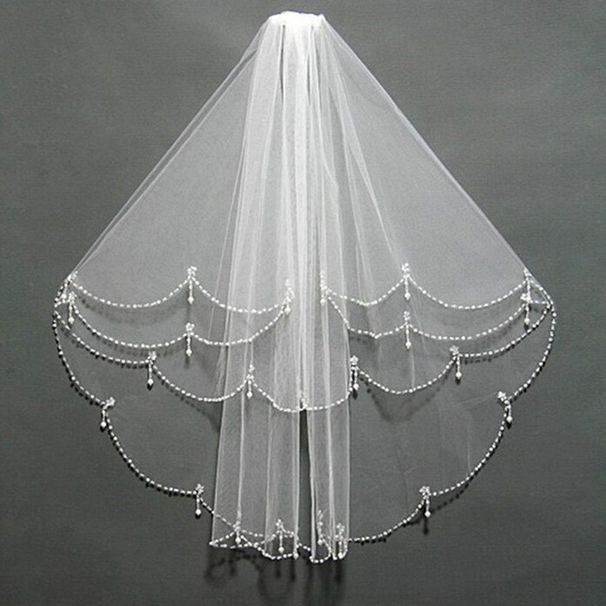 Handmade Pearl Veil With Double Layer Comb - Bridal Wedding Hair Accessory For Photography & Outdoor Ceremonies_ecoleips.com