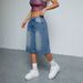 Women’s Premium Washed Straight Leg Denim Shorts – High Waist Loose Fit Casual Mid-Length Summer Shorts_ecoleips.com
