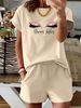 Women’s 2 Piece Outfit Set – Oversized Graphic T-Shirt And Biker Shorts Matching Set, Casual Summer Lounge Tracksuit For Daily Wear-327_ecoleips.com