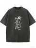 Casual Washed Crew Neck T-Shirt, Oversized Relaxed Fit Top For Daily Commute And Weekend Leisure_ecoleips.com