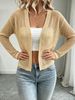 Women Soft Skin-Friendly Breathable Hollow Mesh Knit Cardigan Open V Neck Long Sleeve Oversized Loose Glitter Cropped Knit Cover Up_ecoleips.com