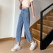 Women's Wide-leg Jeans, Spring Thin Style 2026 New Model, High-waisted, Slimming, Loose Fit, For Petite Individuals,_ecoleips.com