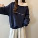 high-end One-shoulder Slanted Neck Sweatshirt For Women, Fleece-lined Thickened, Autumn And Winter Loose-fitting_ecoleips.com