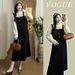 Real Shot In Stock New Large Size Spring And Autumn Two-Piece Color-Block Slimming Gentle Style Dress_ecoleips.com