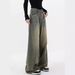 Vintage Distressed Wide-leg Jeans For Women, Plus Size, Early Autumn, Pear-shaped Body, High-waisted, Slimming, Loose,_ecoleips.com