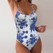 2025 New European And American Export One-piece Bikini, Blue And White Printed Tight Sexy Swimsuit, Chinese-style One-piece Swim_ecoleips.com